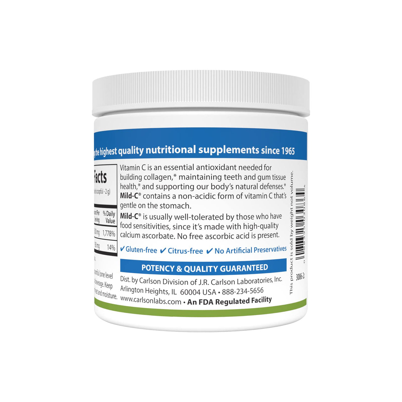 Carlson - Mild-C, Vitamin C Powder, Supports Healthy Immune Function, 6 oz (170 g)