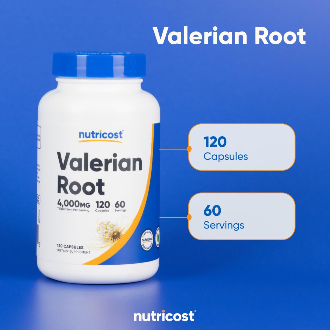 Nutricost Valerian Root Extract 120 Capsules for 60 Servings Per Bottle - Vegetarian, GMO Free and Gluten Free