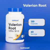 Thumbnail for Nutricost Valerian Root Extract 120 Capsules for 60 Servings Per Bottle - Vegetarian, GMO Free and Gluten Free