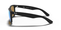 Thumbnail for Ray-Ban RB4165 Justin Rectangular Sunglasses, Rubber Black/Blue Flash, 55 mm
