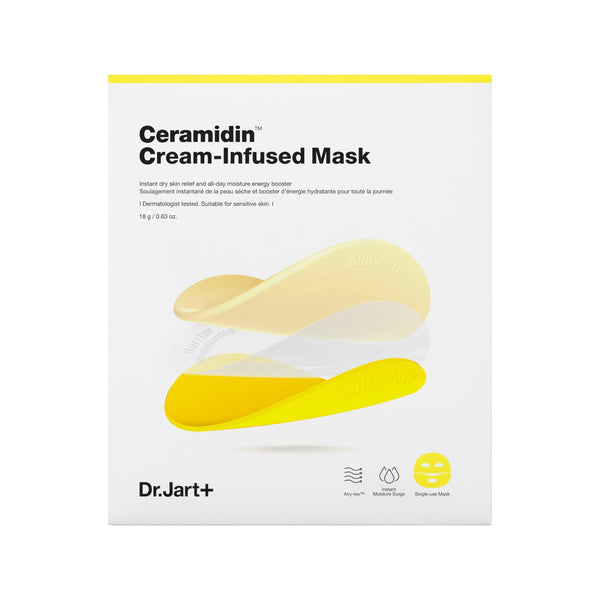Dr.Jart+ Ceramidin Cream-Infused Korean Face Mask for Dry Skin with Ceramides and Panthenol | Sheet Mask | Korean Skin Care | Travel Size, 1 Pack