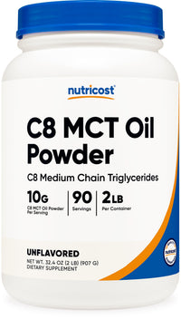 Thumbnail for Nutricost C8 MCT Oil Powder 2LBS (32oz) - 95% C8 MCT Oil Powder