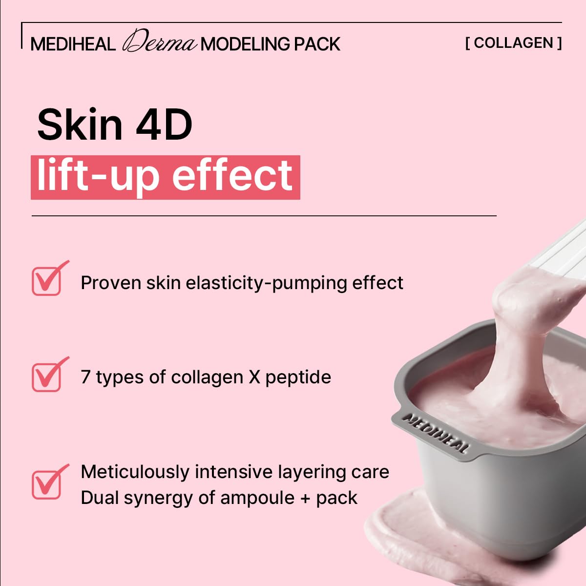 Mediheal Derma Modeling Pack (Collagen) - Filling Elasticity For Glow Skin - Easy DIY Home Spa Kits, Hydrating Icy Jelly Mask For Skin Refreshment