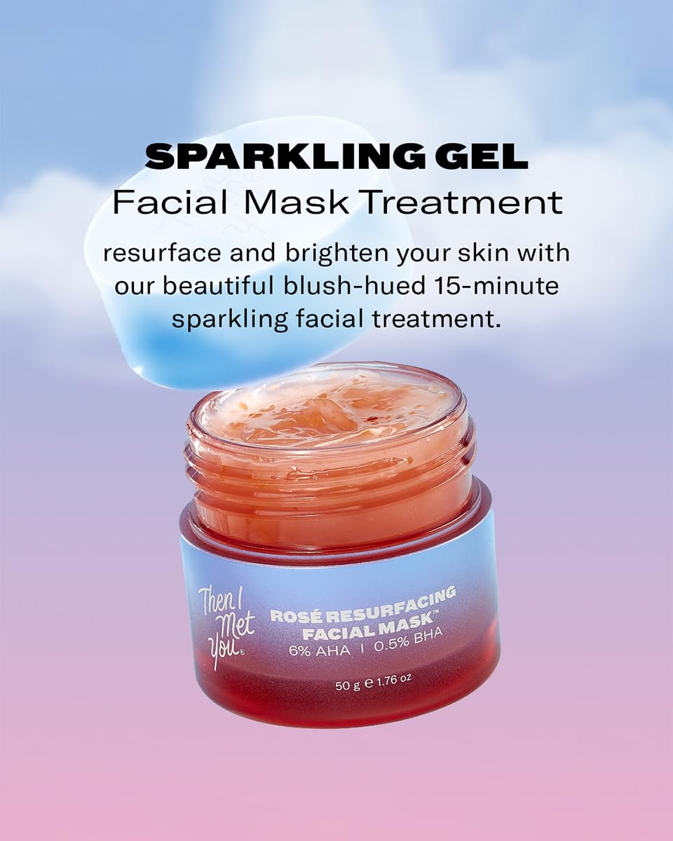 Then I Met You Rosé Resurfacing Facial Mask, Nourishing & Brightening Face Treatment with AHA, BHA & Resveratrol, Vegan & Clean Skincare, 1.76 oz