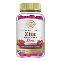 Thumbnail for Solgar Zinc Gummies Adult Vitamin with 25mg Ultra Potency Zinc Citrate for Immune Support - Mixed Fruit Flavor, Vegan, Kosher & Gluten Free Gummy Supplements for Women & Men, 2g Sugar, 60 Servings