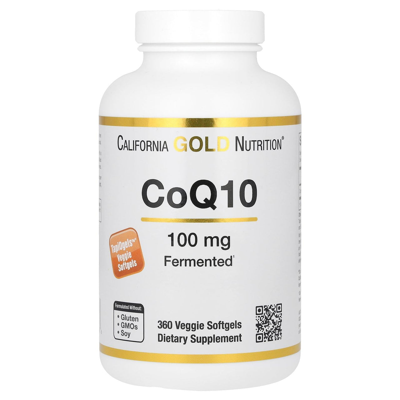 California Gold Nutrition CoQ10 100 mg, Coenzyme Q10 Ubiquinone USP, Supports Mitochondrial Function, 360 Veggie Softgels