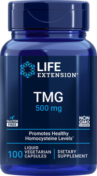 Thumbnail for Life Extension TMG 500mg, 100 Liquid Veg Caps - Trimethylglycine (Glycine Betaine) Supplement - Gluten Free, Non-GMO, Vegetarian