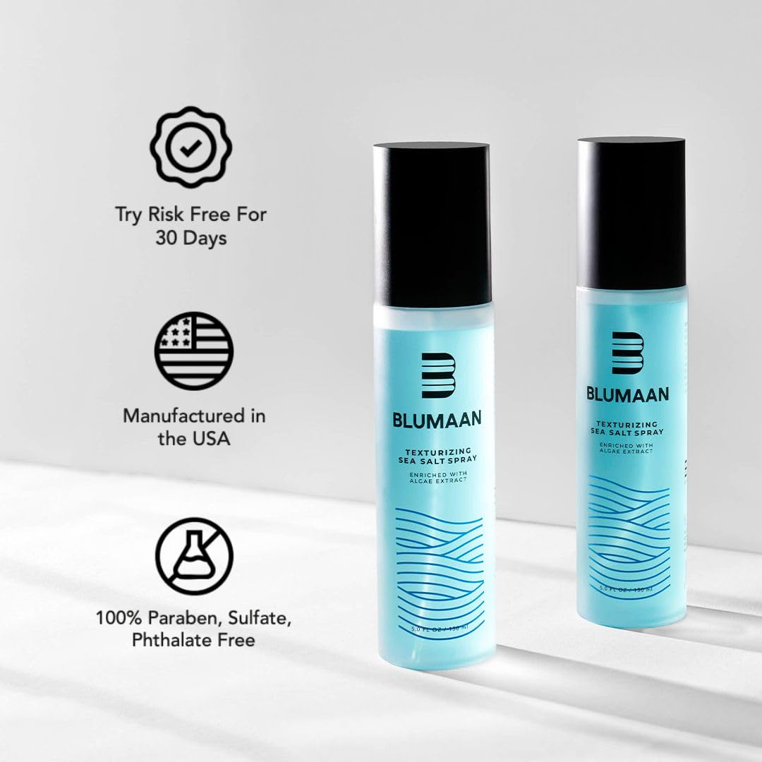 BLUMAAN Coastal Texture Spray for Men's Effortless Beach Waves | Professional Hair Texturizing Formula with Sea Salt, Natural Extracts and Essential Oils - 6 FL OZ