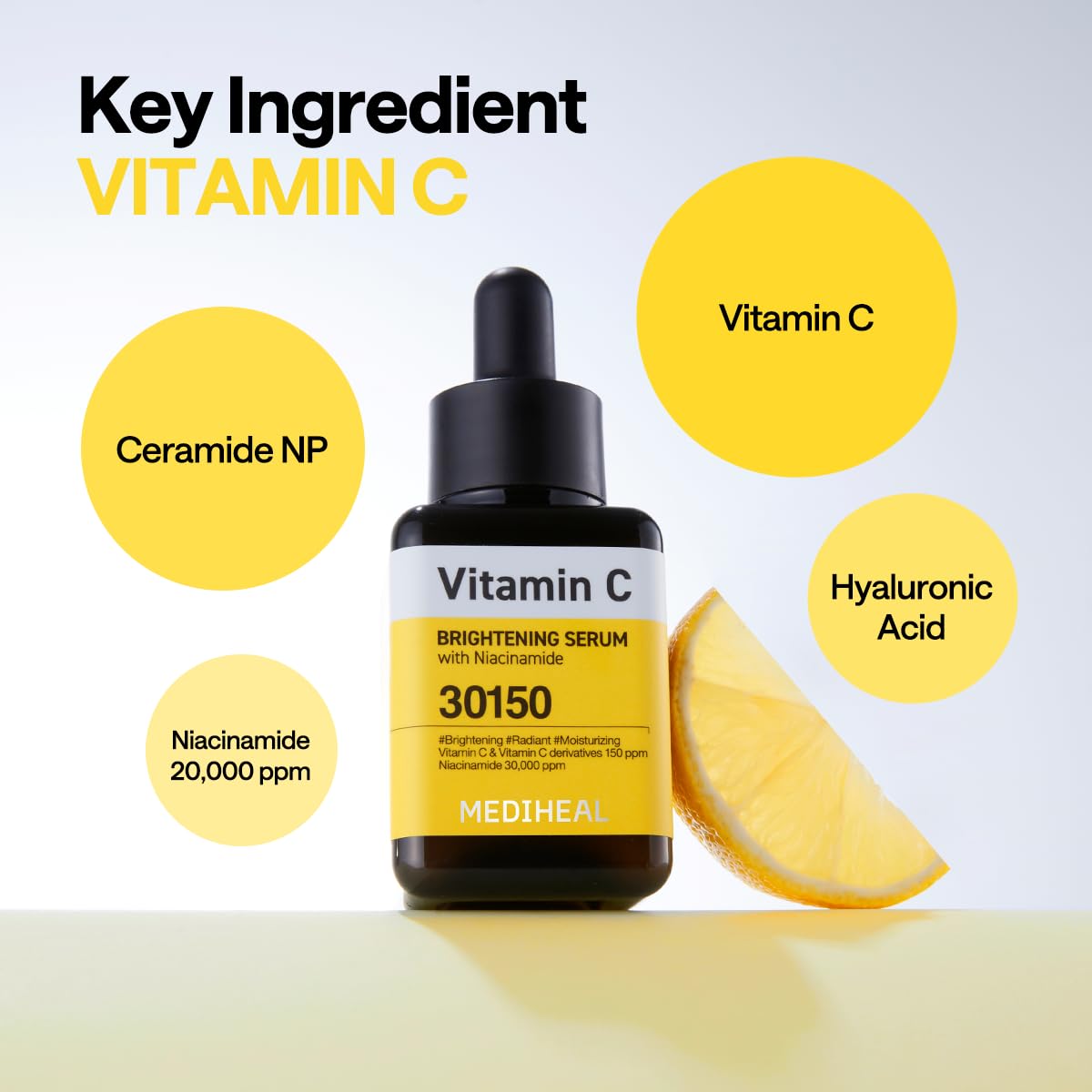 MEDIHEAL Vitamin C Brightening Serum (1.35 fl oz, 1 Pack) - Tone-Texture-Glow Care, Manage Skin with Vitamin C, Niacinamide, Hyaluronic Acid