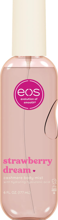 Thumbnail for eos Cashmere Body Mist, Strawberry Dream, Body Spray for Women, Strawberry Perfume, Hair Mist, Moisturizing, Hyaluronic Acid, Glycerin, Vegan, Cruelty-free, 6 fl oz
