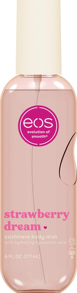 eos Cashmere Body Mist, Strawberry Dream, Body Spray for Women, Strawberry Perfume, Hair Mist, Moisturizing, Hyaluronic Acid, Glycerin, Vegan, Cruelty-free, 6 fl oz