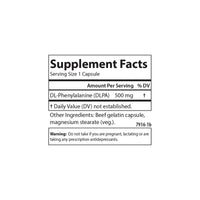 Thumbnail for Carlson DLPA DL-Phenylalanine 500 mg Mood, Cognitive & Nervous System Support Supplement - 60 Capsules