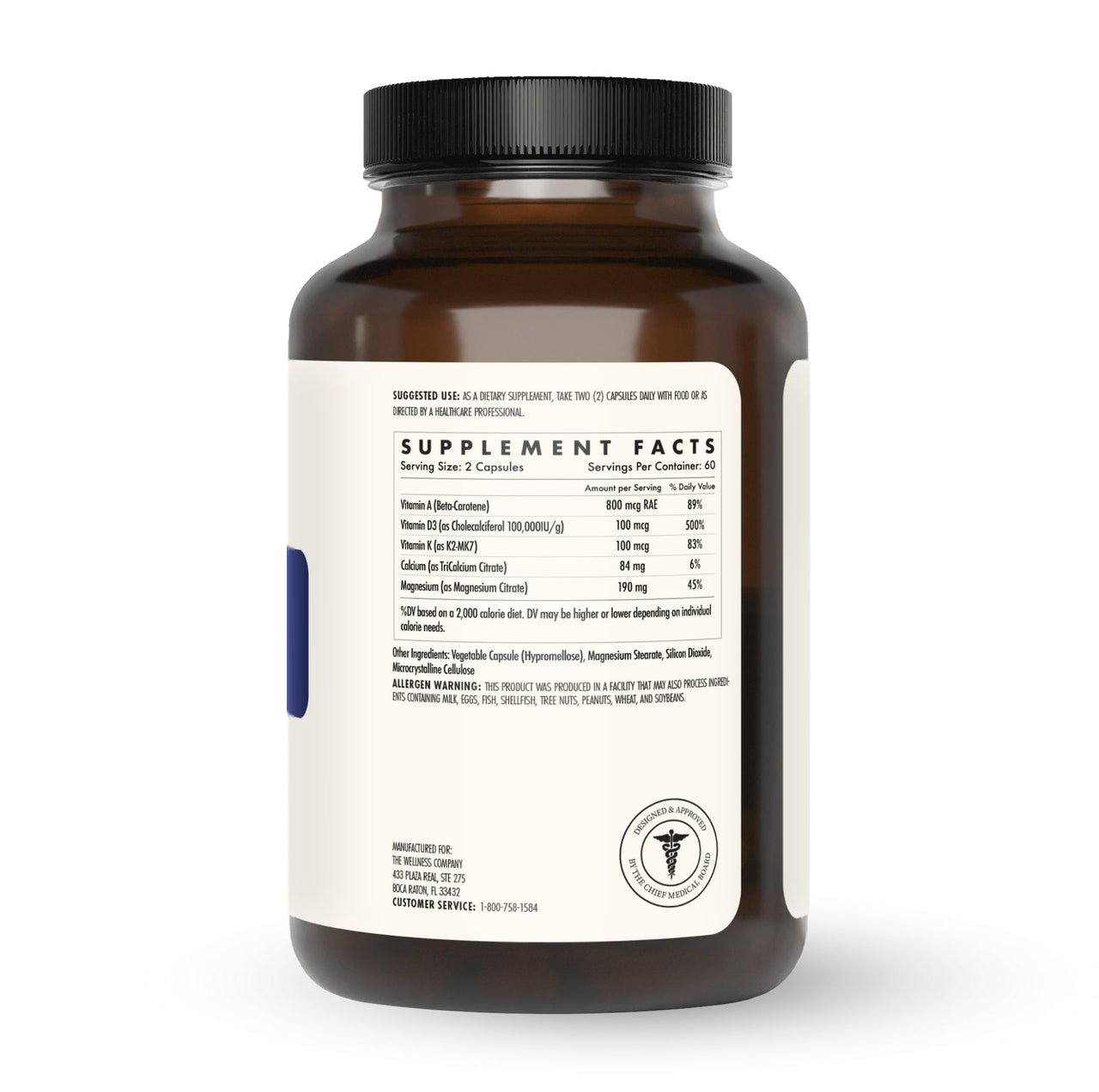 The Wellness Company Strong Bones | 120 Capsules (2-Month Supply) | Made with Key Minerals to Help Build Bone Strength | Non-GMO, Vegan, Gluten Free | for Supporting Bone Strength and Health