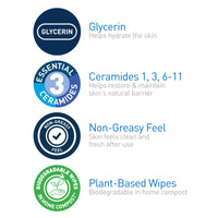 Thumbnail for CeraVe Hydrating Facial Cleansing Makeup Remover Wipes, Plant Based Face Wipes, Biodegradable in Home Compost, Face Wash Cloth, Suitable for Sensitive Skin, Fragrance-free Non-comedogenic, 25 Count