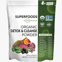 Thumbnail for MRM Organic Detox and Cleanse Powder - For Women & Men - Daily Drink Mix with Superfoods, Antioxidants, Chlorophyll, Phycocyanin, Vegan, Organic, Gluten-Free, Peach Mango Flavor - 15 Servings