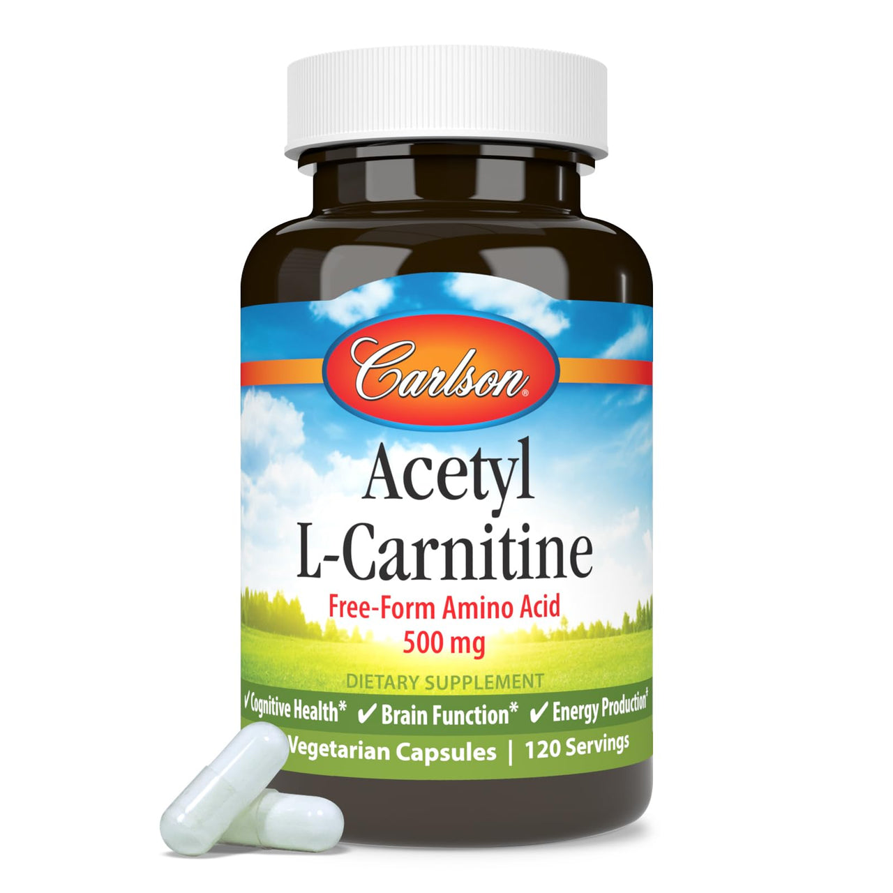 Carlson - Acetyl L-Carnitine, 500 mg, Cognitive Health, Brain Function & Energy Production, 120 Capsules