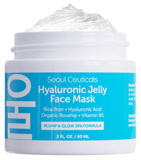 Thumbnail for SeoulCeuticals Korean Skin Care Hyaluronic Acid Jelly Face Mask – Rice Bran + Vit B5 + Rosehip Anti Aging K Beauty Skincare for Plump Glowing Skin 2oz