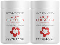 Thumbnail for Codeage Multi Collagen Protein + Joint Blend Supplement, Hyaluronic Acid, Bromelain, Turmeric, Ginger Boswellia, Hydrolyzed - 5 Types of Collagen All-in-One, Joints & Bones Support, 2 Pack