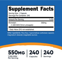 Thumbnail for Nutricost Bromelain Capsules (240 Capsules) - 550 MG Per Serving, Vegan, Non-GMO, GMP Compliant