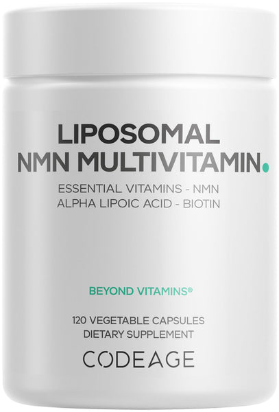 Codeage Liposomal NMN Multivitamin Supplement – NMN 500 mg Nicotinamide Mononucleotide with Vitamins A, C, D3, E, K2, B-Complex - Alpha Lipoic Acid, TMG Betaine – Non-GMO – 120 Capsules