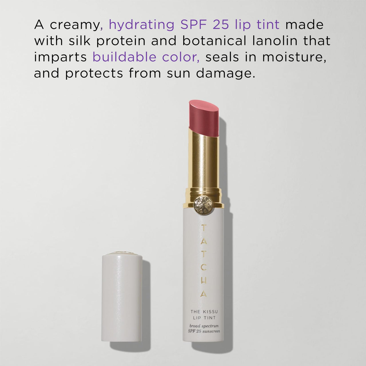 TATCHA The Kissu Lip Tint SPF 25 - Plum Blossom | Hydrating Tinted Lip Sunscreen, 0.14 oz
