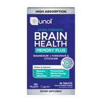 Thumbnail for Qunol Brain Health Memory Plus, Magnesium L-Threonate & Citicoline, Clinically Tested Ingredients to Improve Memory, Focus, Attention and Productivity, 60 Count (Pack of 1)