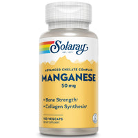 Thumbnail for SOLARAY Manganese Supplement 50 mg - Essential Trace Minerals - Advanced Trace Mineral Supplements for Bone Strength and Bone Health Support - Lab Verified, 60-Day Guarantee, 100 Servings, 100 VegCaps