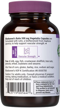 Thumbnail for Bluebonnet Nutrition Rutin 500mg (Sophora Japonica) Antioxidant Bioflavonoid for Vascular Support* Vegan, Gluten-Free, Soy-Free - Plant-Based Rutin Supplement - 50 Vegetable Capsules