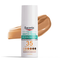 Thumbnail for Eucerin Sun Tinted Sensitive Mineral Face Sunscreen Lotion SPF 35, Non-Comedogenic Mineral Sunscreen with Gentle Zinc Oxide Protection for Sensitive Skin, 1.7 Fl Oz Bottle