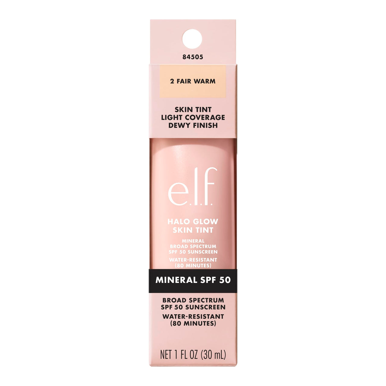 e.l.f. Halo Glow Skin Tint SPF 50, Tinted Moisturizer For Light, Buildable Coverage, Creates A Natural Glow, Vegan & Cruelty-Free, 2 Fair Warm