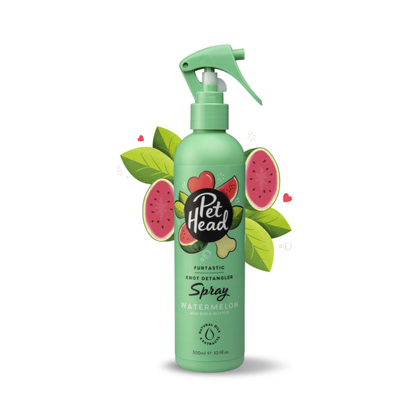 Pet Head Furtastic Dog Spray | Watermelon Scent | Pet Spray for Smelly Dogs | Knot Detangler | Care for Long, Tangly Curls & Coats | Vegan | Gentle Formula for Puppies | Made in USA | 10.1 fl. oz.