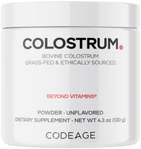 Thumbnail for Codeage Bovine Colostrum Powder Supplement 4-Month Supply, 1000mg per Serving, Grass-Fed Ethically Sourced, Immunoglobulin-Rich Prized First Milk, Cold-Chain Pasteurized, Agglomerated, Non-GMO, 4.3 OZ