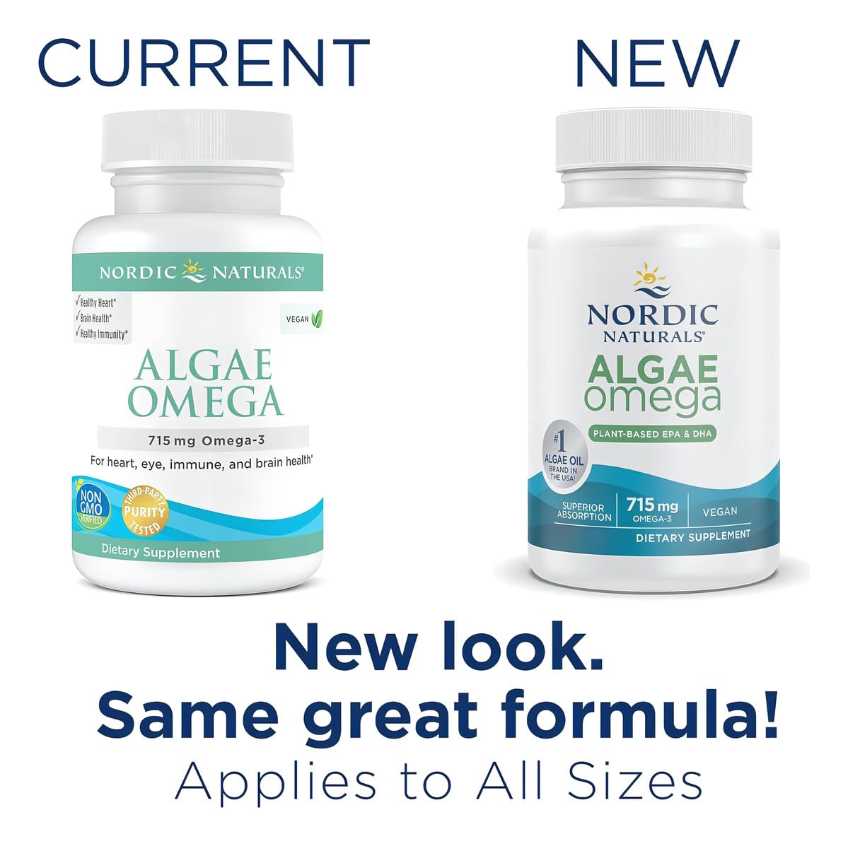 Nordic Naturals Algae Omega - 60 Soft Gels - 715 mg Omega-3 - Certified Vegan Algae Oil - Plant-Based EPA & DHA - Heart, Eye, Immune & Brain Health - Non-GMO - 30 Servings