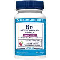 Thumbnail for The Vitamin Shoppe Vitamin B12 Methylcobalamin 1,000mcg - Highly Bioavailable Form of B12 to Support Energy Production - Black Cherry Flavored (60 Lozenges)