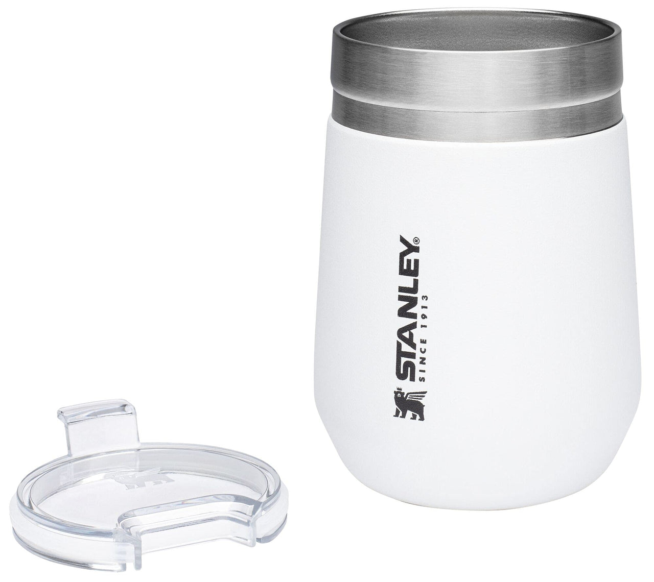 STANLEY GO Everyday Wine Tumbler 10 oz | Press Fit Drink Through Lid | Beverage, Coffee, and Cocktail Cup | Insulated Stainless Steel Wine Glass | BPA-Free | Polar