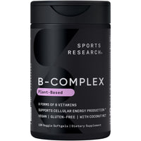 Thumbnail for Sports Research® Vitamin B-Complex - Full Spectrum of B Vitamins with Methylated B12 & Folate - Gluten Free · Plant-Based · Non-GMO · Vegan-Friendly Formula - 120 Veggie Softgels