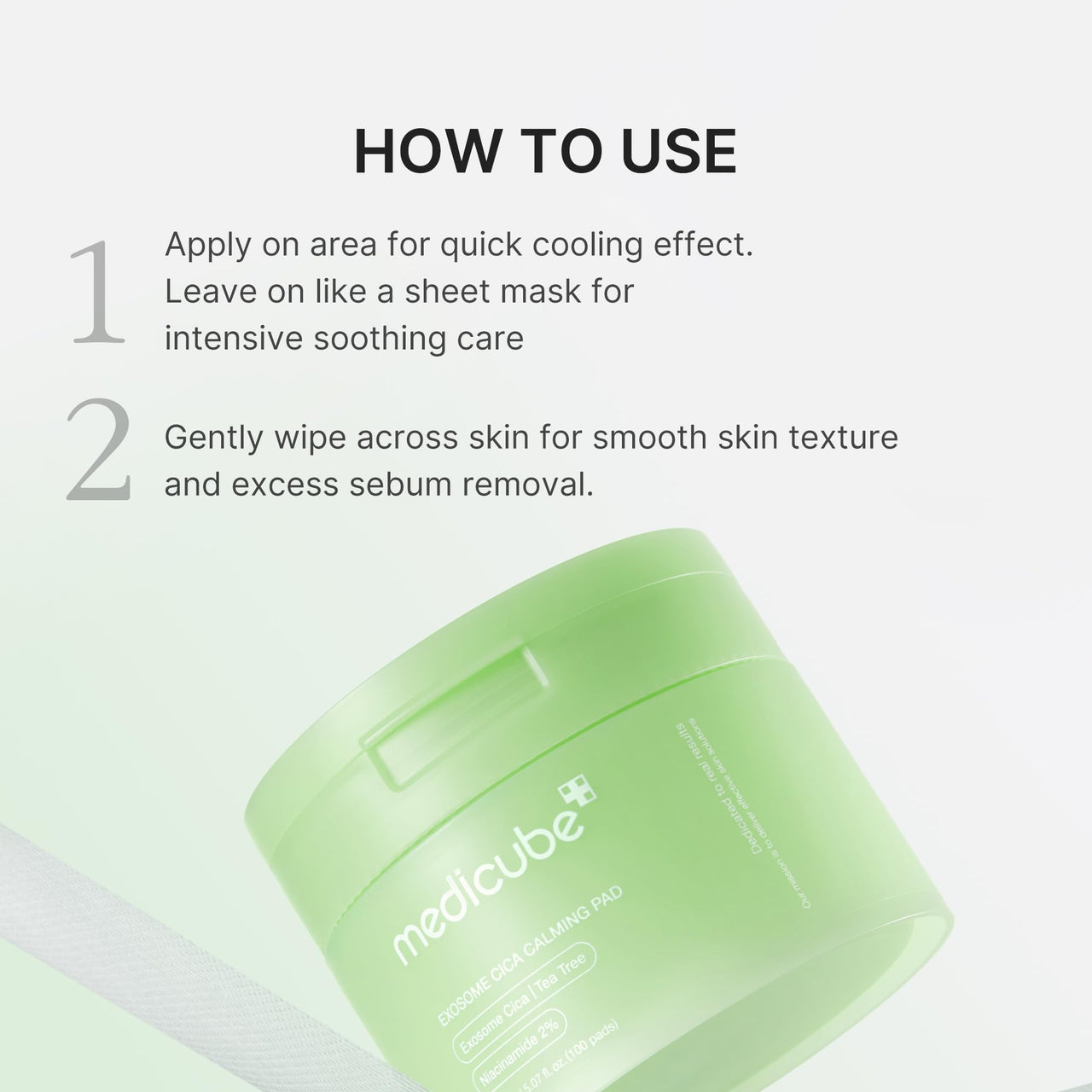 medicube Toner Pads Exosome CICA Tea Tree Calming Toner Pad for Sensitive Skin | Centella Asiatica for Redness, Breakouts | Low-irritating & Hydrating Care | Korean Skincare, 100 Pads (1 Pack)
