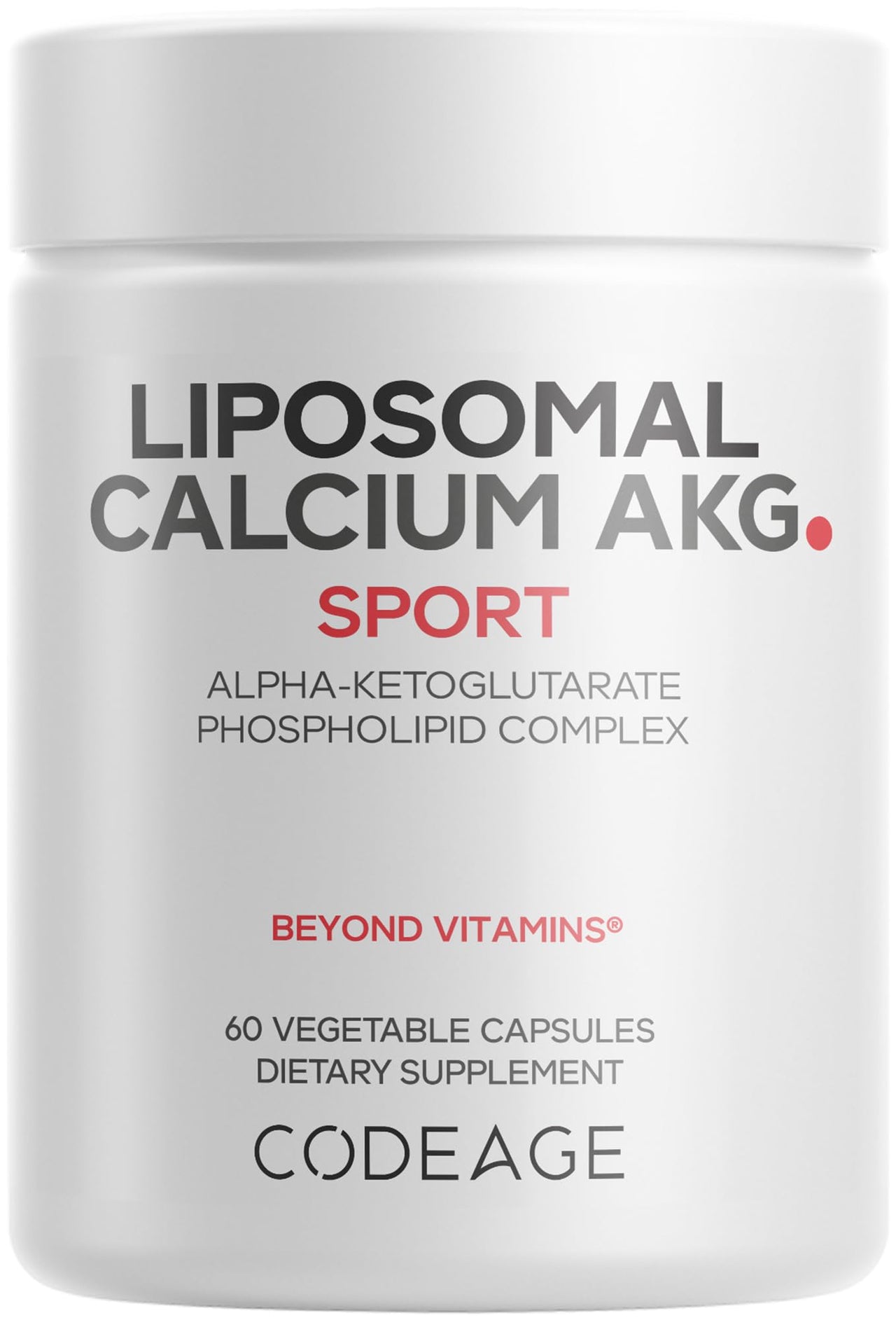 Codeage Liposomal Calcium AKG Supplement - Calcium Alpha-Ketoglutarate - 2-Month Supply - Liposomal Delivery - 1 Capsule Per Serving - Non-GMO, Gluten-Free - 60 Capsules