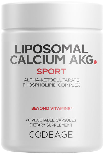 Codeage Liposomal Calcium AKG Supplement - Calcium Alpha-Ketoglutarate - 2-Month Supply - Liposomal Delivery - 1 Capsule Per Serving - Non-GMO, Gluten-Free - 60 Capsules