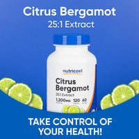 Thumbnail for Nutricost Citrus Bergamot Capsules 1,200mg, 120 Capsules - 25:1 Bergamot Extract - 60 Servings, Gluten Free, Vegan & Non-GMO