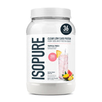 Thumbnail for Isopure Clear Whey Isolate Protein Powder Infusions, Lactose Free, Gluten Free, Naturally Flavored, Tropical Punch, 20g Protein Per Serving, 1.9 Lbs, 36 Servings (Packaging May Vary)