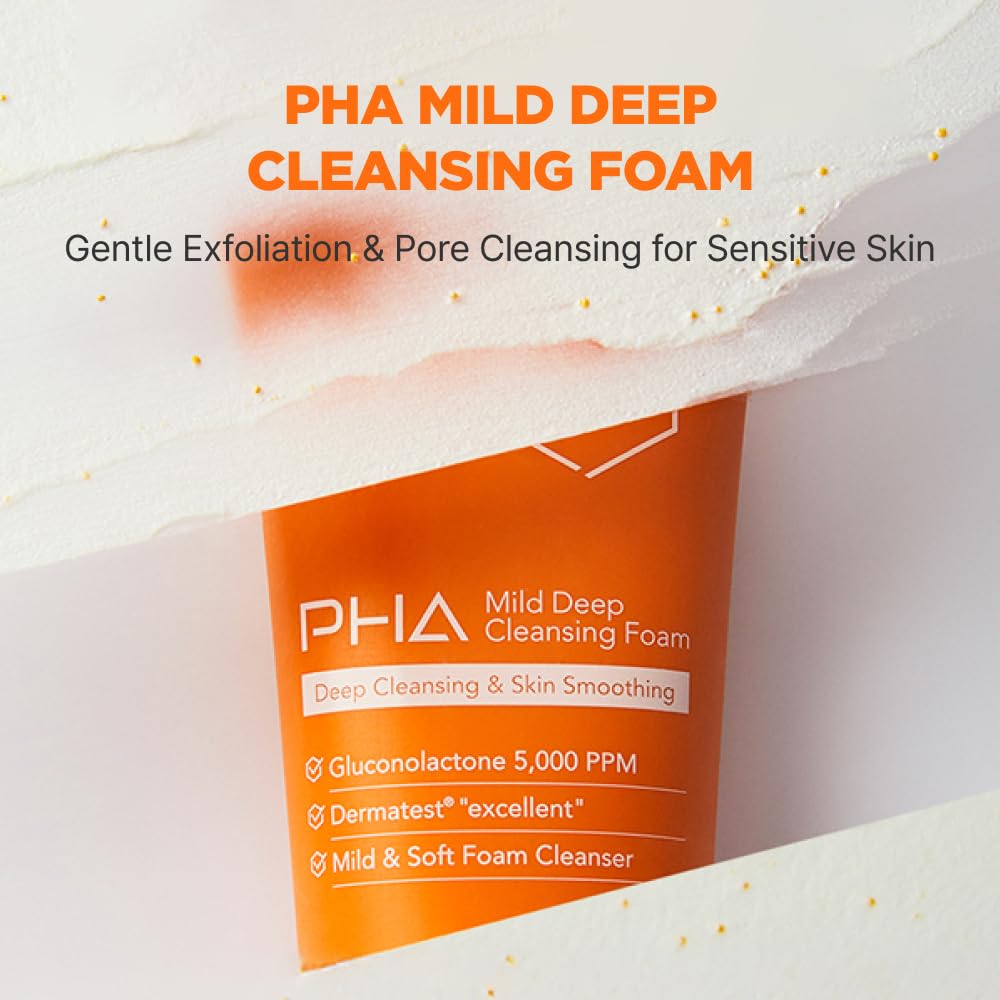 ISOI PHA Mild Deep Cleansing Foam, Gentle Daily Exfoliating Face Cleanser with Hydrating PHA Formula, Deep Cleansing for Sensitive Skin, Korean Skin Care (3.38 fl.oz, 100ml)