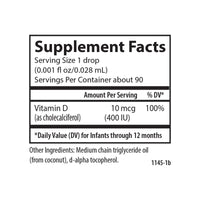 Thumbnail for Carlson - Baby's Plant-Based Super Daily D3, Baby Vegetarian Liquid Vitamin D Drops, 400 IU (10 mcg) per Drop, Sourced from Algae, for Infants and Toddlers, Unflavored, 90 Drops (2.54 mL)