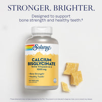 Thumbnail for SOLARAY Calcium Bisglycinate Supplement 1000 mg for Women & Men - Calcium with Vitamin D3, Bone Strength & Teeth Health Support, Chelated Capsules, Easy to Digest - 120 Veg Cap Count