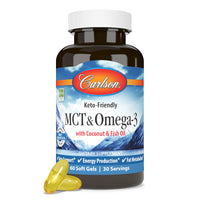 Thumbnail for Carlson - MCT & Omega-3, Coconut Oil, Caprylic & Capric Acids, EPA & DHA, Energy Production, Fat Metabolism & Brain Health, 60 Softgels