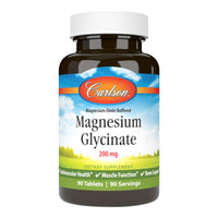Thumbnail for Carlson Buffered Magnesium Glycinate 200 mg, High Absorption Magnesium Supplement, Supports Relaxation, Sleep & Muscle Function, 90 Tablets
