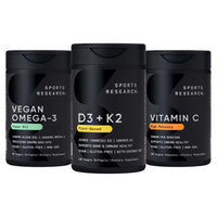 Thumbnail for Sports Research® Vegan Supplements Pack - D3 + K2 + Vegan Omega-3 Fish Oil Alternative from Algae Oil + High Potency Vitamin C