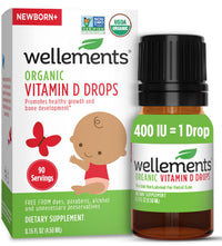Thumbnail for Wellements Baby Organic Vitamin D Drops for Infants & Toddlers (90-Day Supply) - Certified Newborn+ Liquid Vitamin D3 Drops, Support Healthy Growth & Bone Development 400 IU per Drop (1 Drop Daily)
