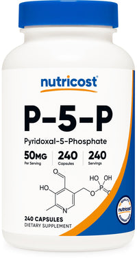 Thumbnail for Nutricost P5P Vitamin B6 Supplement 50mg, 240 Capsules (Pyridoxal-5-Phosphate) - Vegetarian Friendly, Non-GMO, Gluten Free