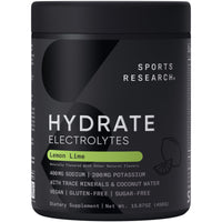 Thumbnail for Sports Research Hydrate Electrolytes Powder - Sugar-Free & Naturally Flavored with Vitamins, Minerals, and Coconut Water - Supports Hydration - Cherry Pomegranate & Lemon Lime